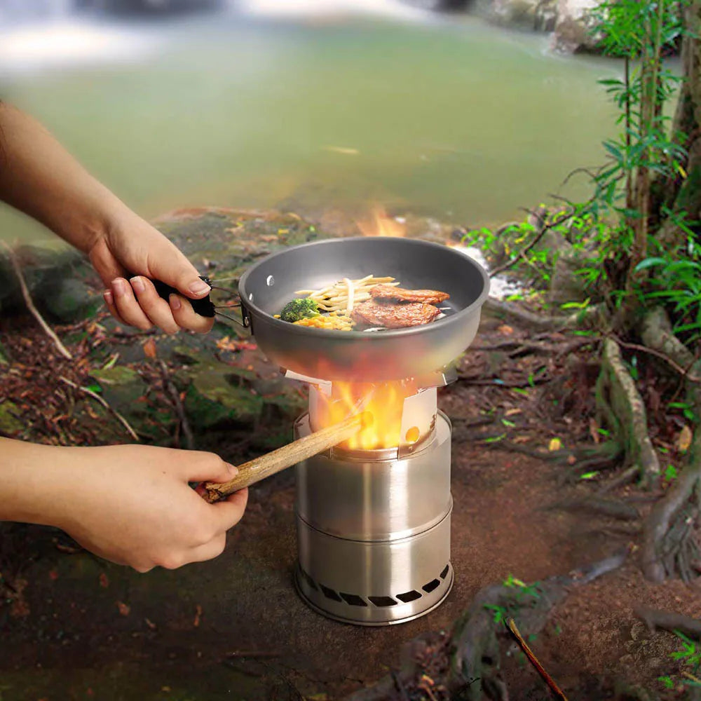 Portable Outdoor Camping Stove - Wood Burning, Mini Lightweight Stainless Steel