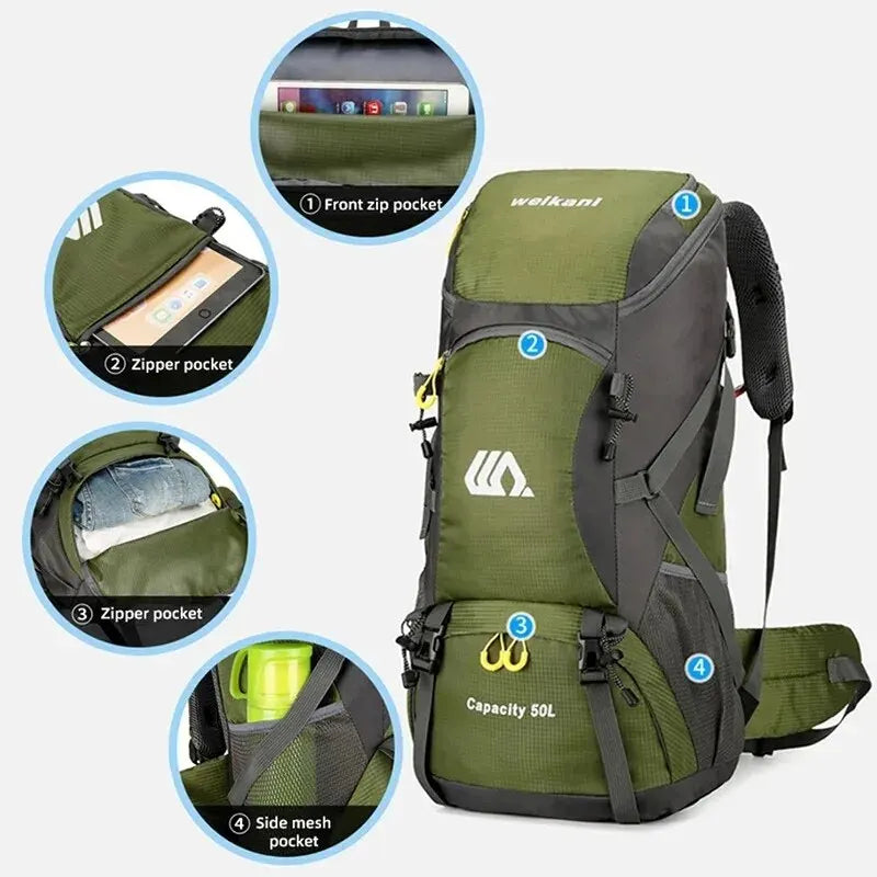 50L Travel Backpack Large Waterproof