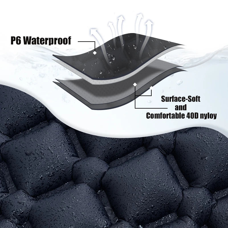 Outdoor Inflatable Mattress with Pillows, Built-in Inflator