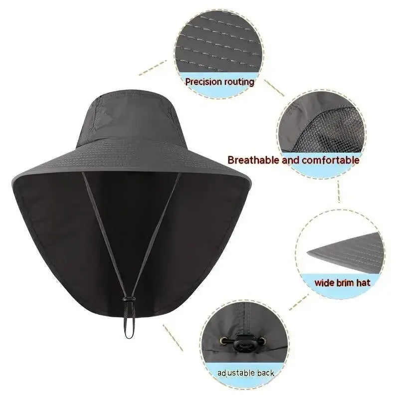 Wide Brim Baseball Sun Defender Cooling Neck Guard Hat with Flap