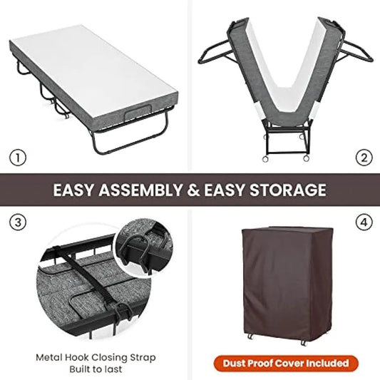 Folding Bed with memory foam Mattress & Storage Cover