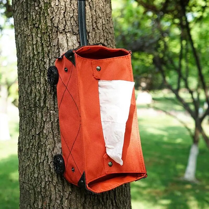 Foldable Outdoor Tissue Box Holder/Rolling Storage Cart