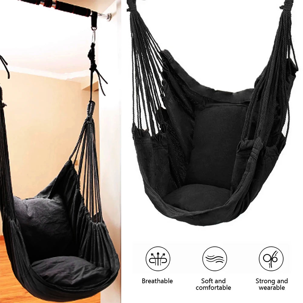 Hammock Chair Hanging Rope Swing Chair Portable Comfortable