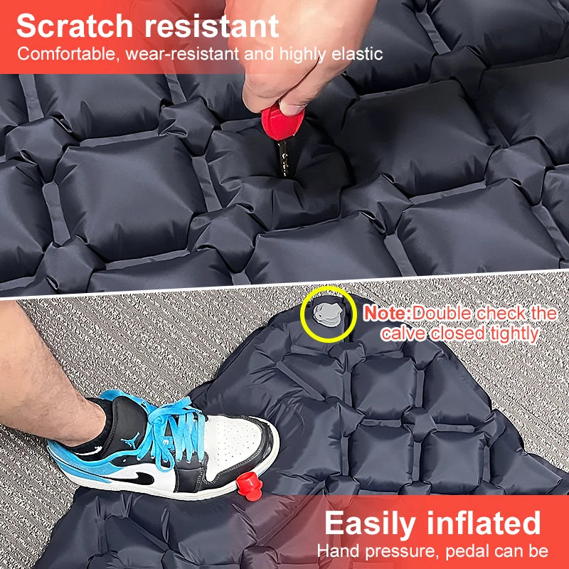 Outdoor Inflatable Mattress with Pillows, Built-in Inflator