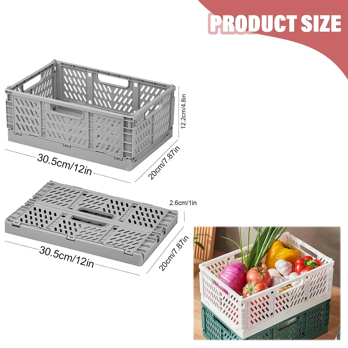 Plastic foldable storage basket