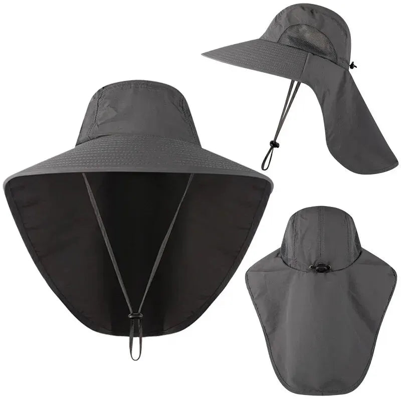 Wide Brim Baseball Sun Defender Cooling Neck Guard Hat with Flap