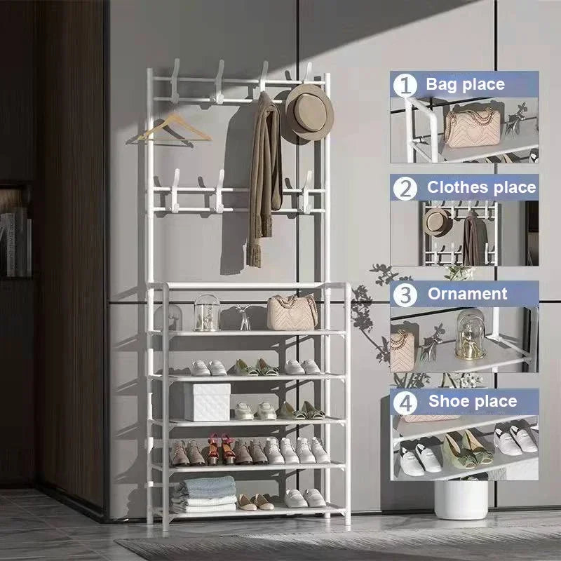 Simple Floor Shoe and Hat Rack Organizer Combination Storage Shelf