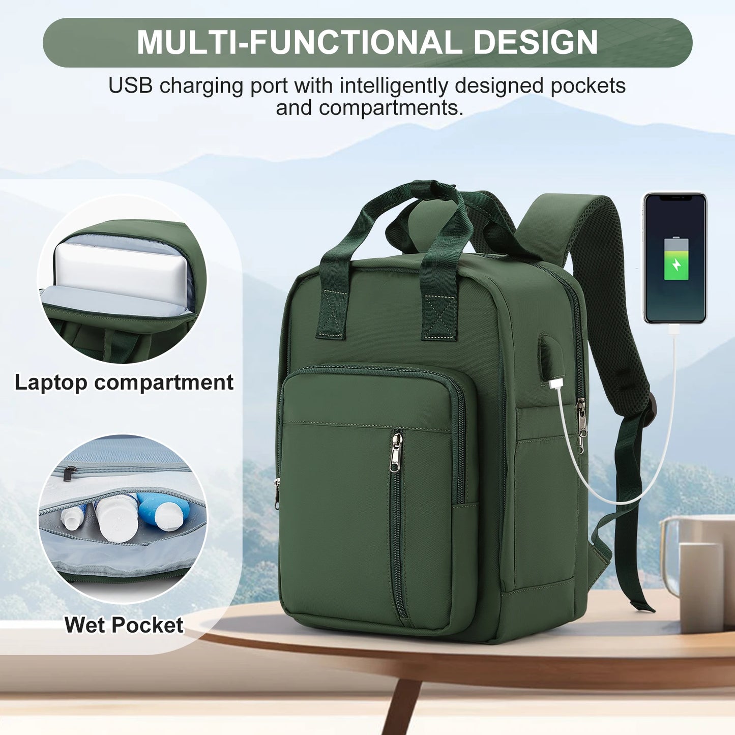 Travel Waterproof Lightweight Large-Capacity USB Charging Laptop Backpack