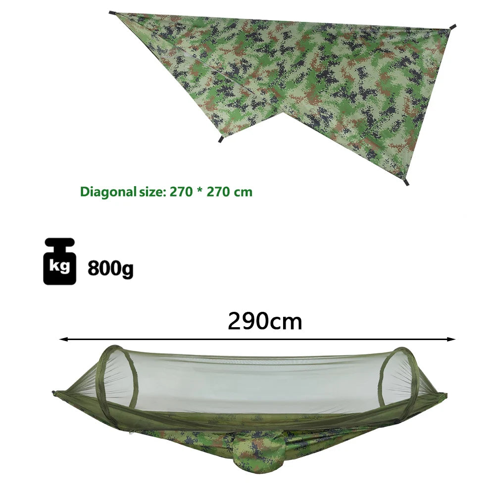 Lightweight Portable Camping Hammock and Tent Awning Rain Fly Tarp Waterproof Mosquito Net